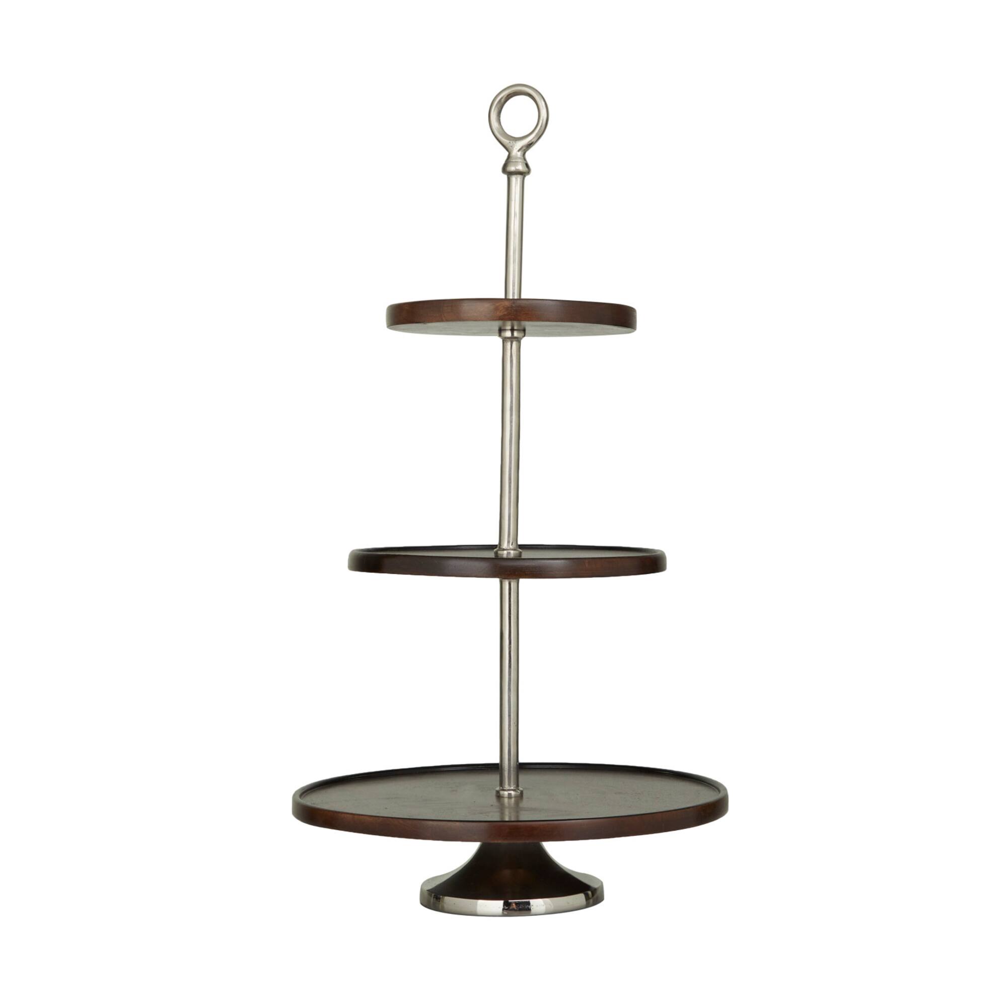 25" Brown Coastal Tiered Decorative Serving Tray